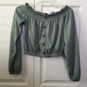 Off-the-shoulder Crop Peasant Top